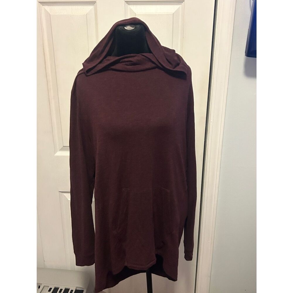 CAbi Maroon Hooded Tunic Sweater